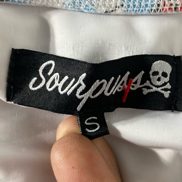 Sourpuss Blue White Striped Red Lobster Print One Piece Swimsuit Bathing Suit S - Picture 3 of 16